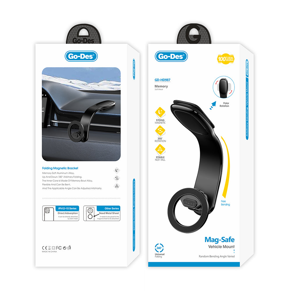 Go Des GD-HD987 Magnetik M-safe Uyumlu Bükülebilen Eğimi ve Düz Zemin Araç Telefon Tutucu Go Des GD-HD987 Magnetik M-safe Uyumlu Bükülebilen Eğimi ve Düz Zemin Araç Telefon Tutucu